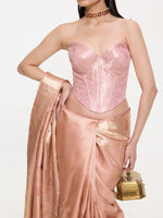 Handwoven Pink Silk Cutwork Corset