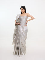Handwoven Silver Silk Kanjivaram Saree