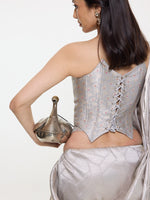 Handwoven Grey Silk Cutwork Corset