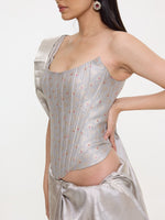 Handwoven Grey Silk Cutwork Corset