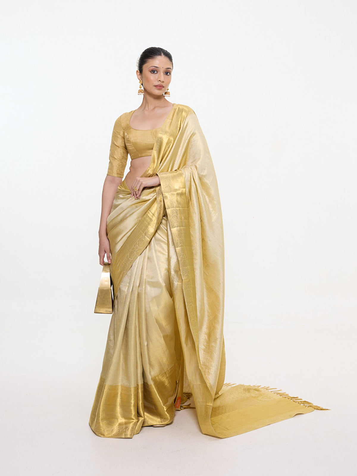 Handwoven Gold Tissue Kanjivaram Saree