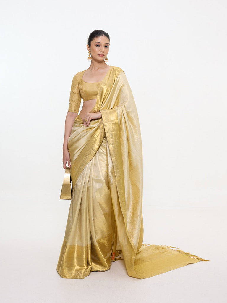 Handwoven Gold Tissue Kanjivaram Saree