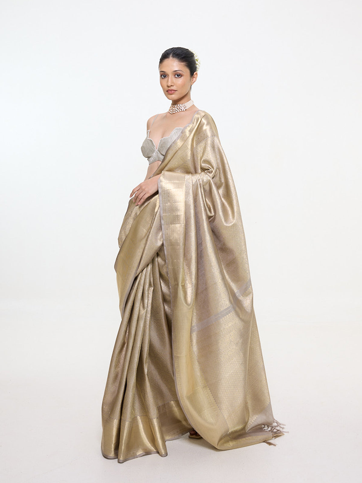 Handwoven Gold Silk Kanjivaram Saree