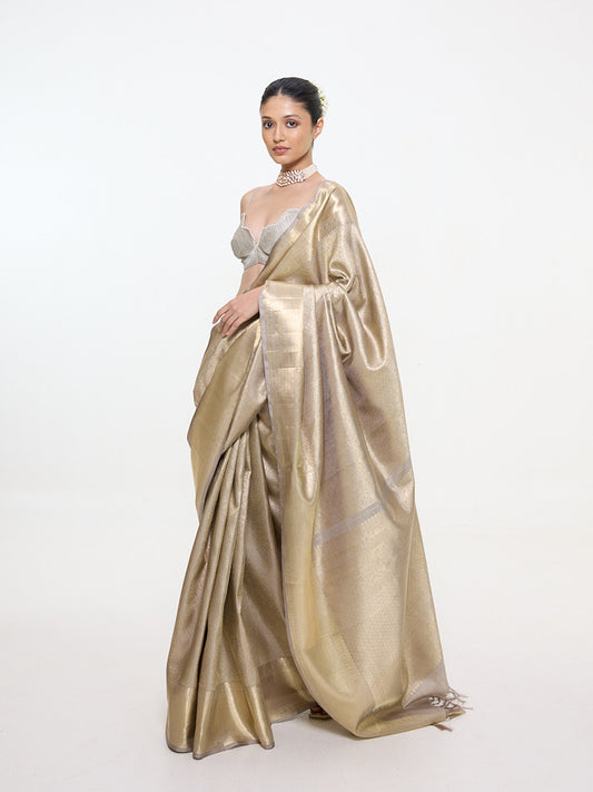 Handwoven Gold Silk Kanjivaram Saree