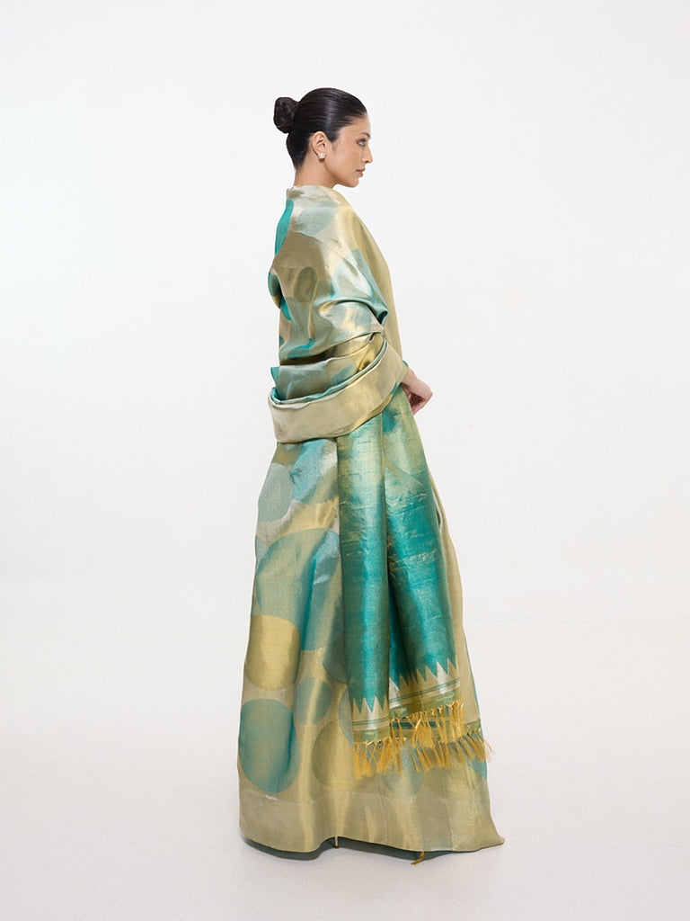 Handwoven Teal Blue Silk Kanjivaram Saree