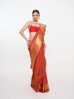 Handwoven Orange Silk Kanjivaram Saree