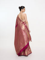 Handwoven Dark Pink Silk Kanjivaram Saree