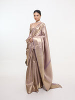 Handwoven Dusty-Gold Silk Kanjivaram Saree