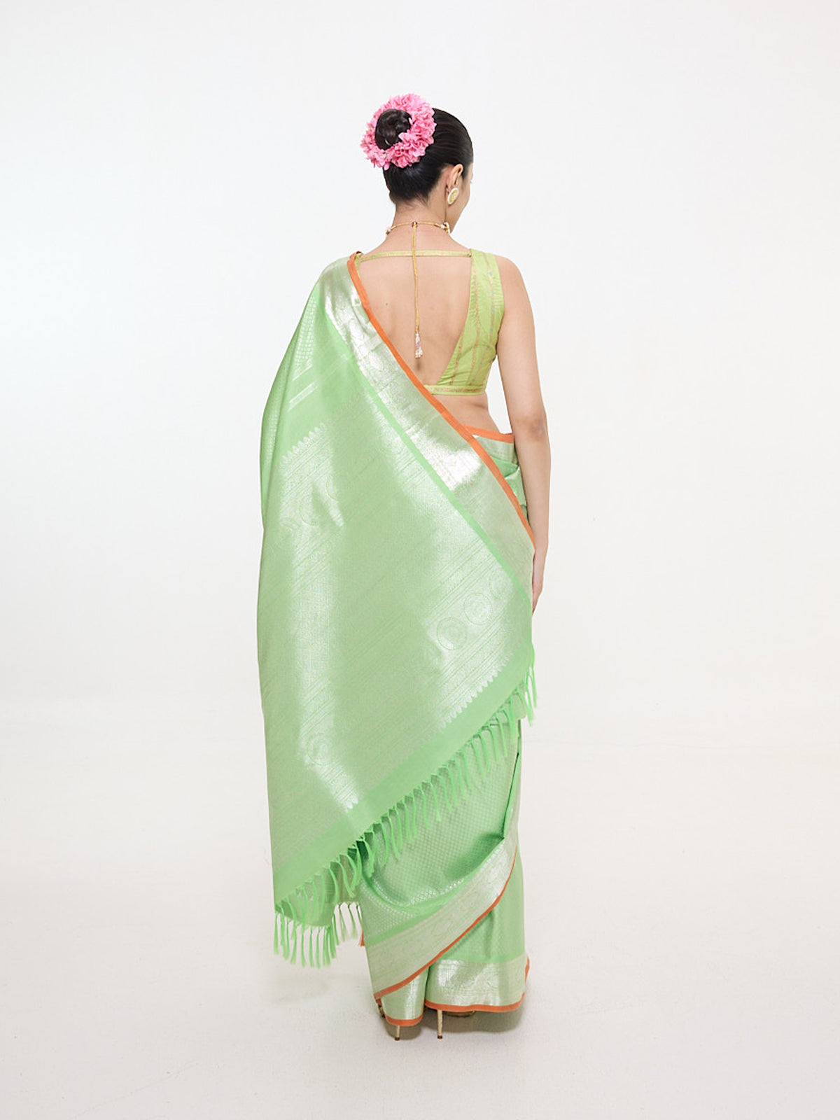 Handwoven Pistachio Silk Kanjivaram Saree