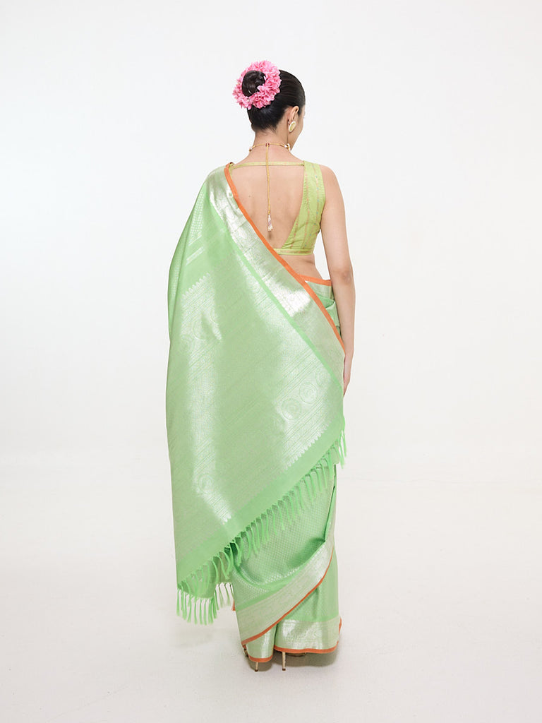 Handwoven Pistachio Silk Kanjivaram Saree