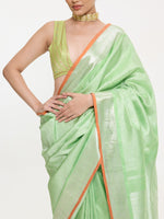 Handwoven Pistachio Silk Kanjivaram Saree
