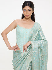 Handwoven Aqua Blue Silk Cutwork Corset