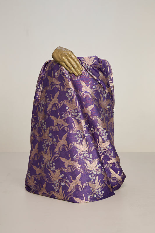 Handwoven Purple Banarasi Silk Fabric