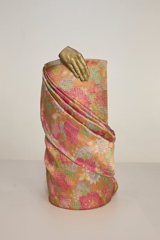 Digital Print Mustard Silk Fabric