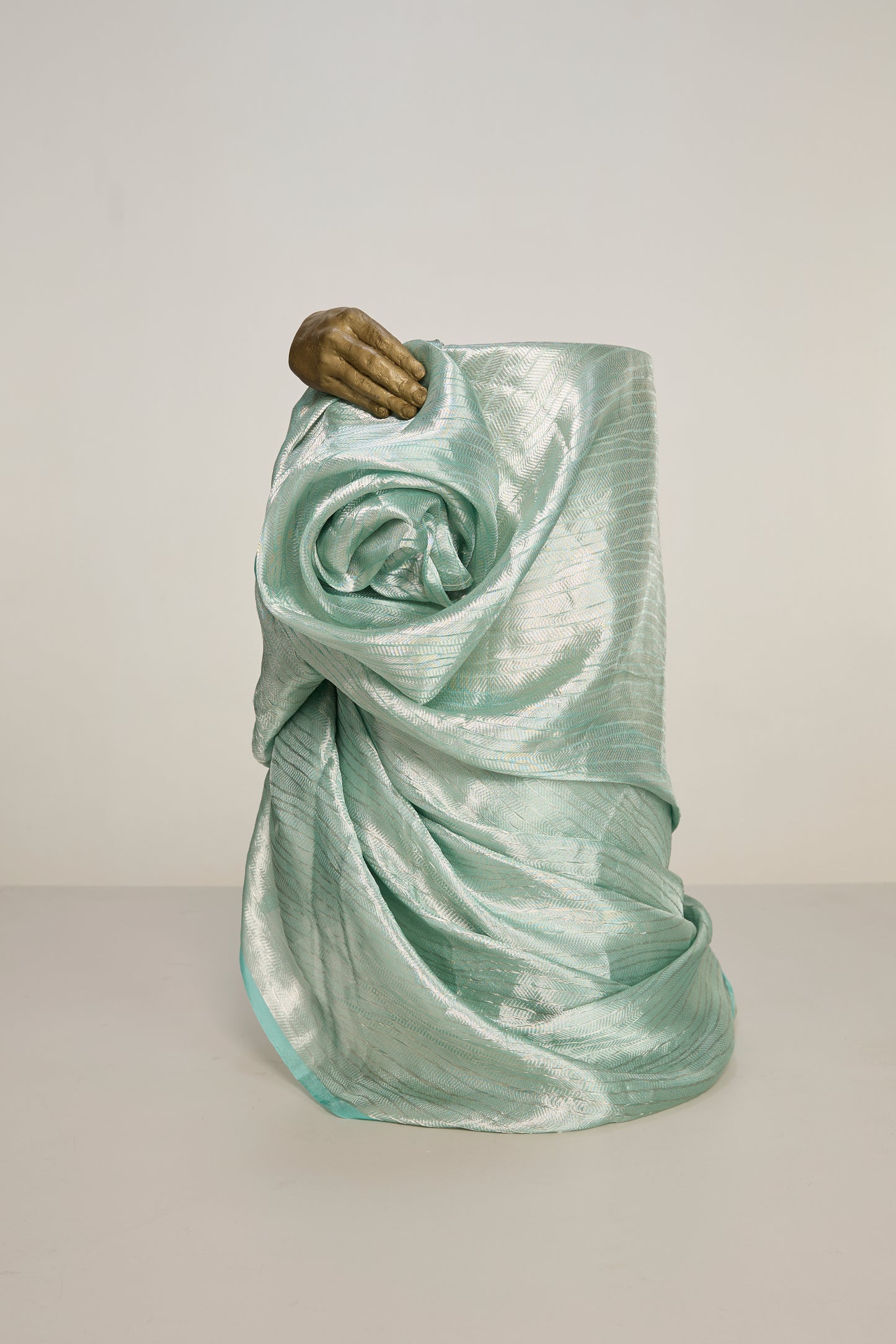 Handwoven Sea Green Banarasi Tissue Fabric