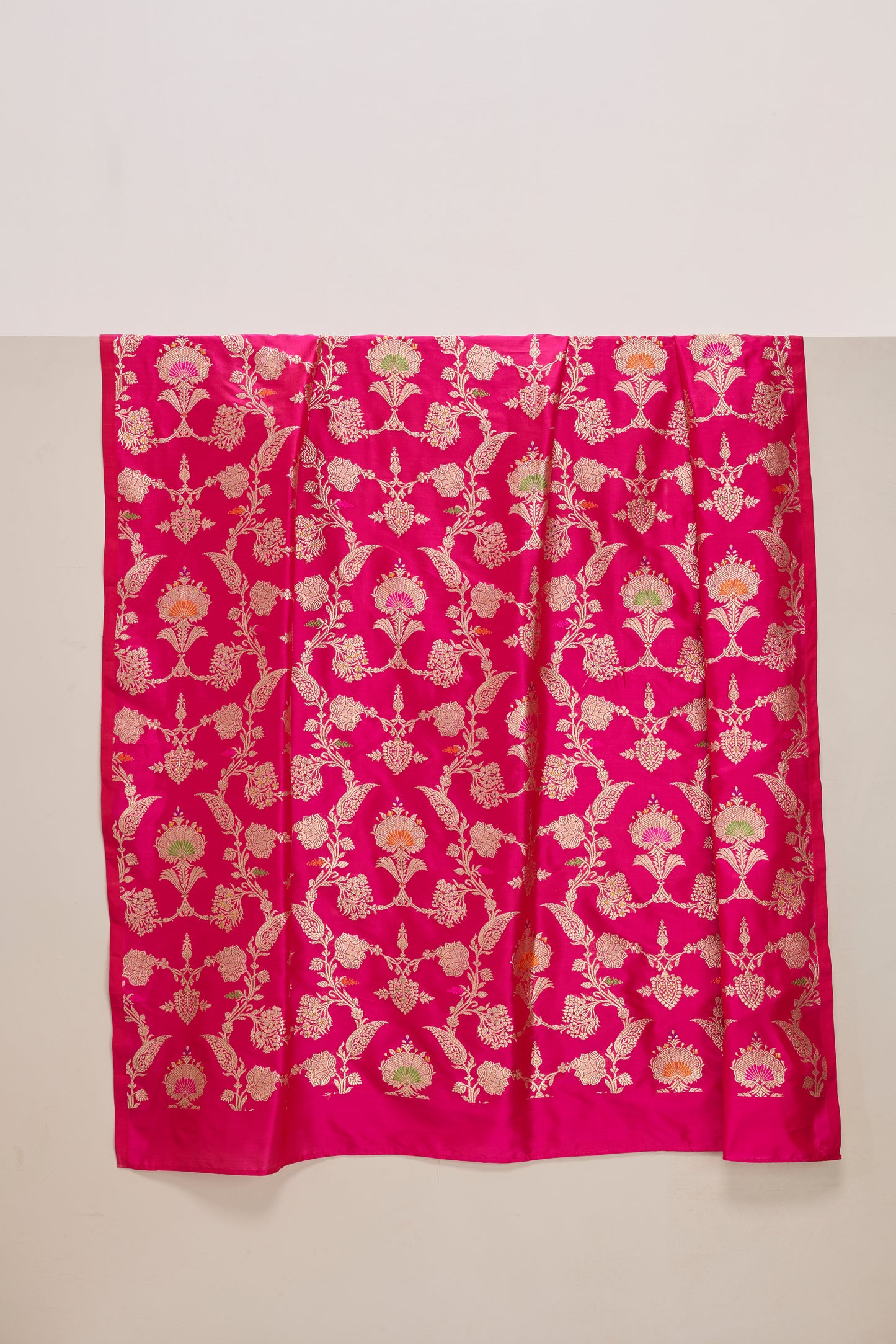 Handwoven Pink Banarasi Silk Fabric