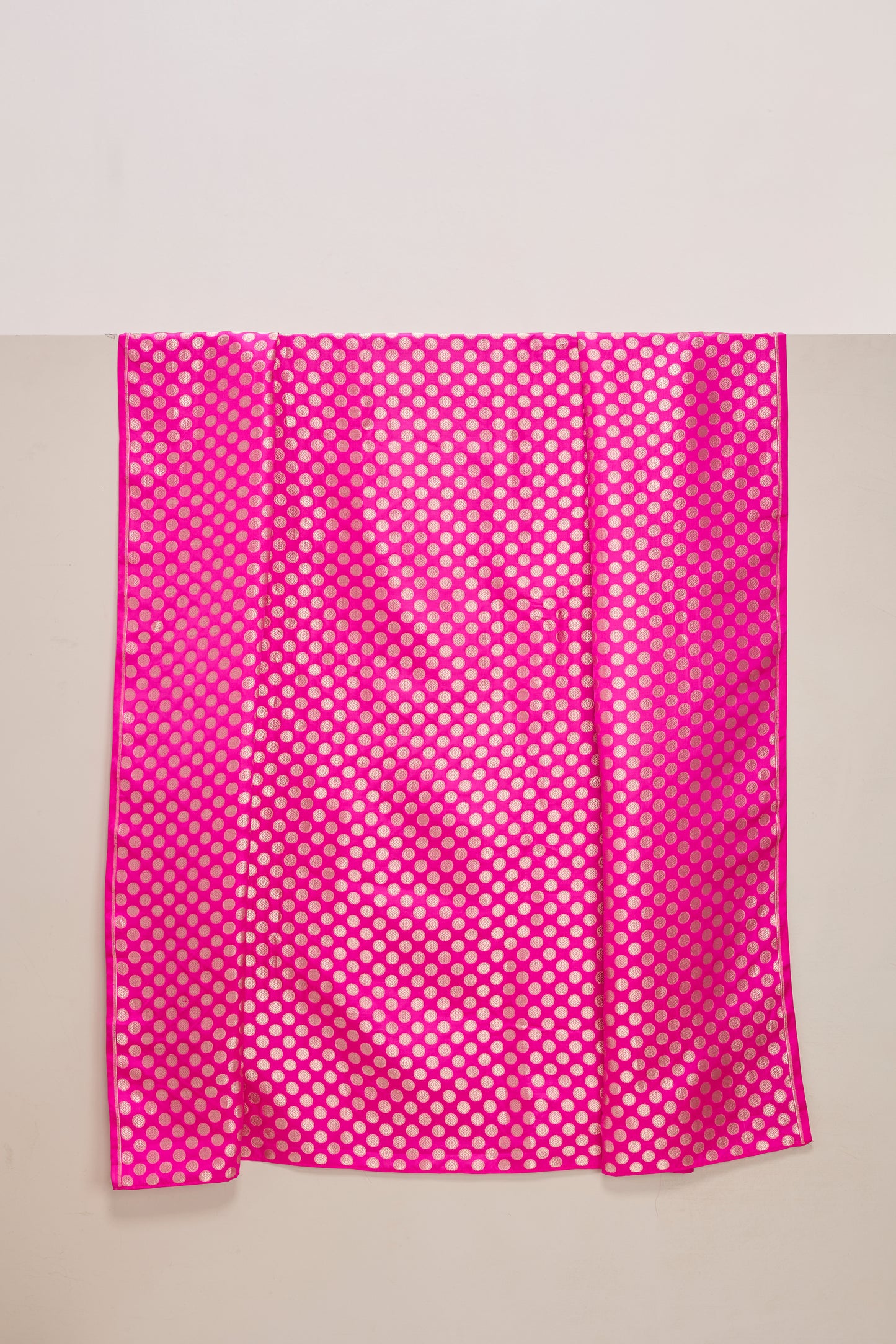 Handwoven Pink Banarasi Satin Fabric
