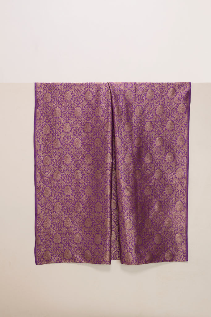 Handwoven Purple Banarasi Georgette Fabric