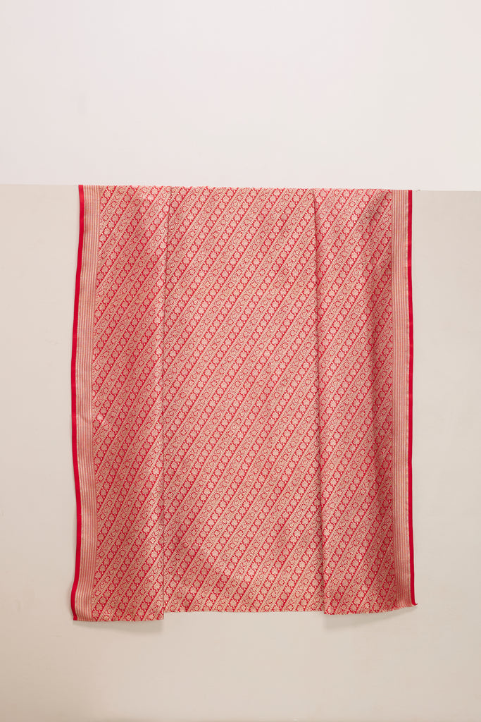 Handwoven Red Banarasi Silk Fabric