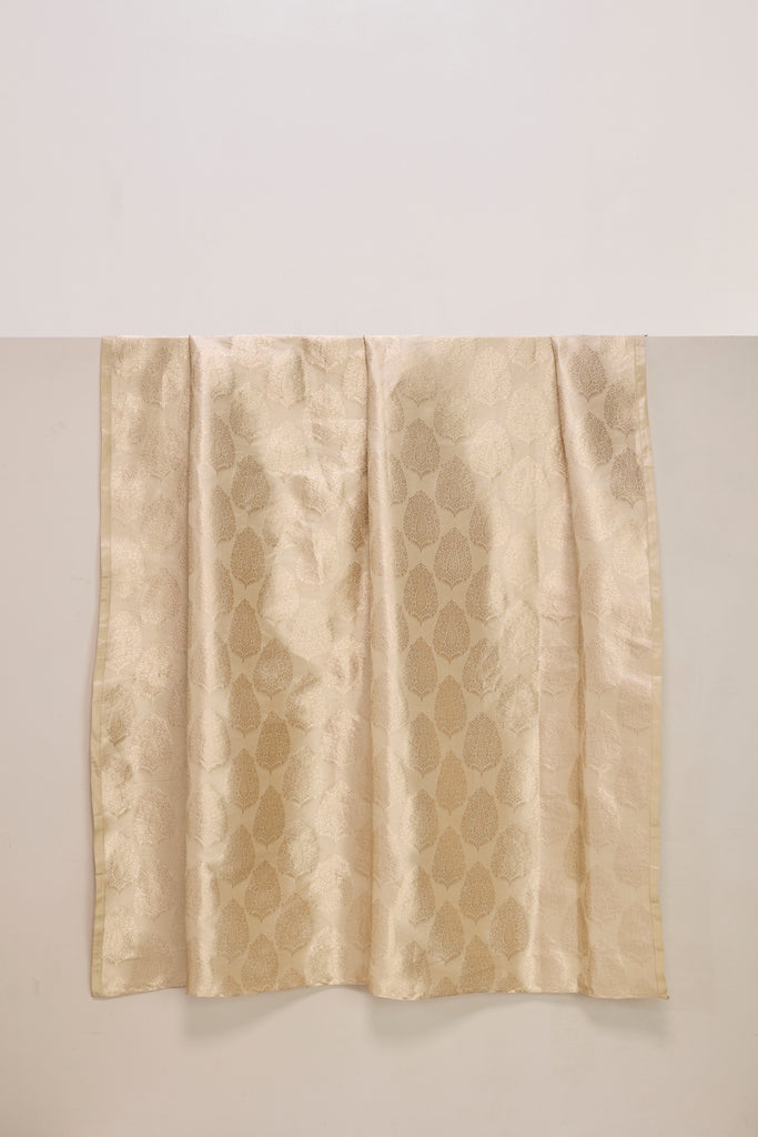Handwoven Ivory-Gold Banarasi Georgette Fabric
