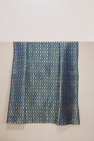 Handwoven Prussian Blue Banarasi Satin Fabric
