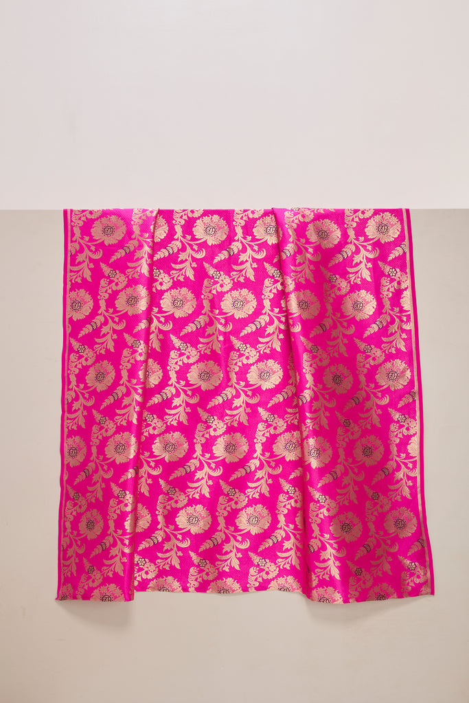 Handwoven Pink Banarasi Silk Fabric