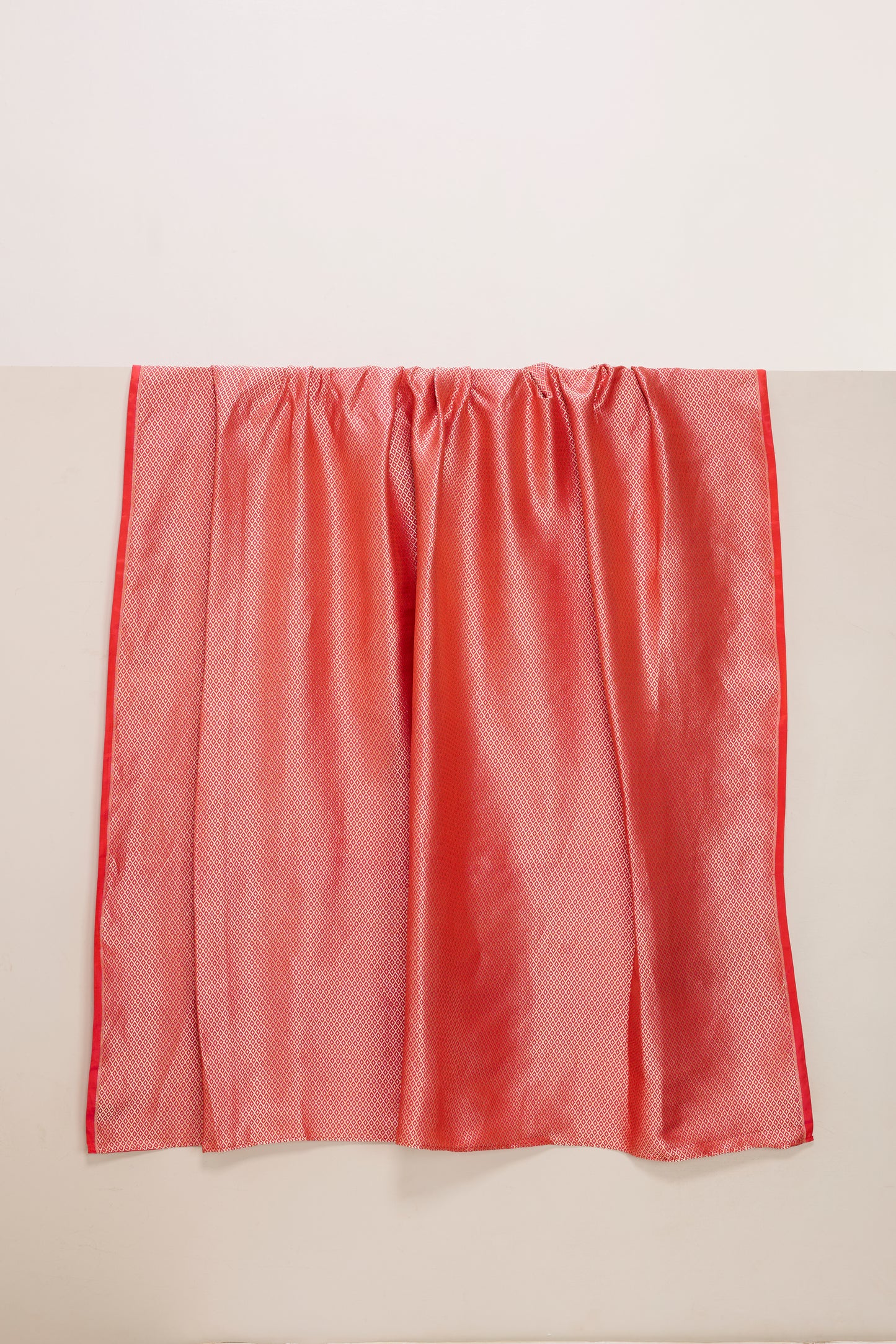 Handwoven Salmon Pink Banarasi Silk Fabric