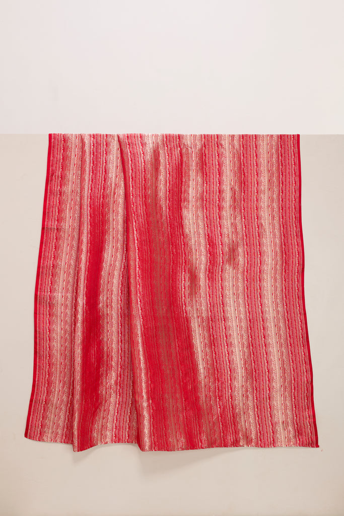 Handwoven Red Banarasi Satin Fabric