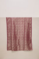 Handwoven Garnet Banarasi Satin Fabric