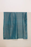 Handwoven Turquoise Blue Banarasi Satin Fabric
