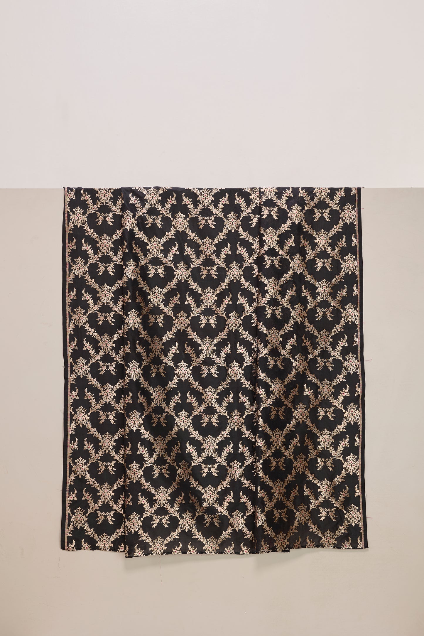Handwoven Black Banarasi Silk Fabric