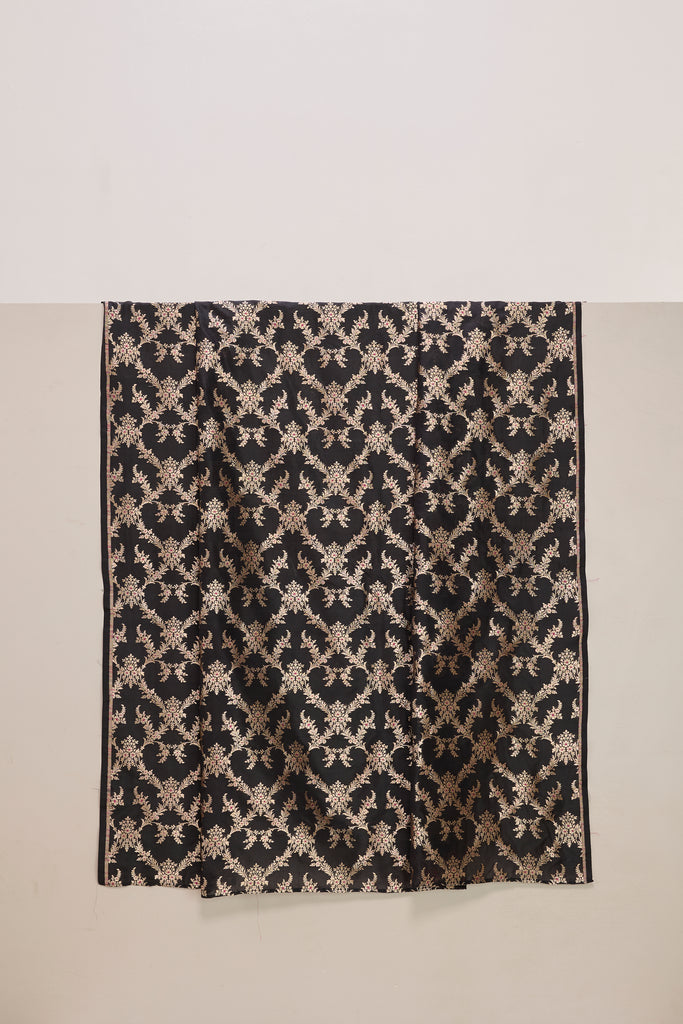 Handwoven Black Banarasi Silk Fabric