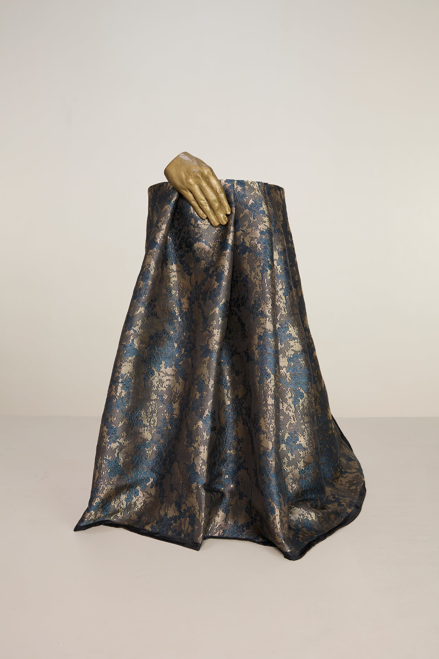 Handwoven Grey Banarasi Satin Fabric