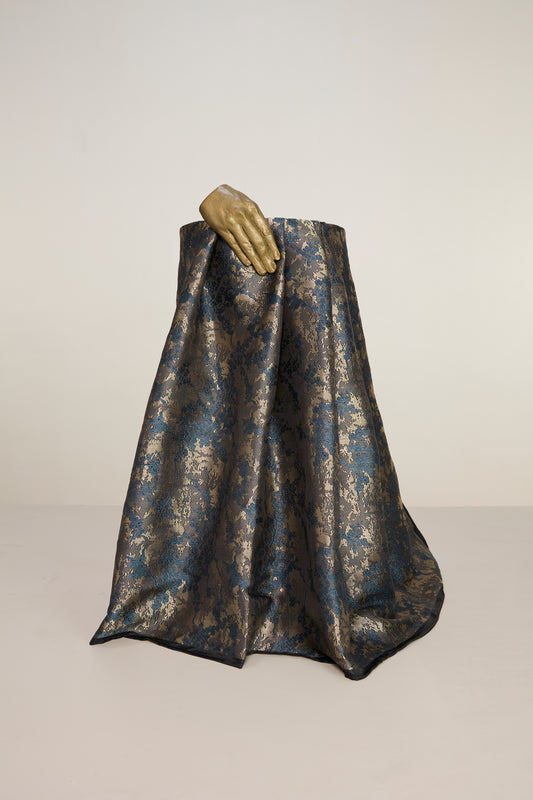 Handwoven Grey Banarasi Satin Fabric