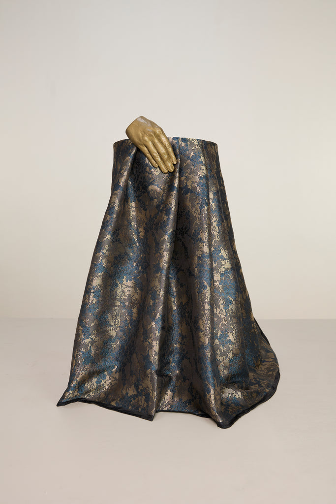 Handwoven Grey Banarasi Satin Fabric