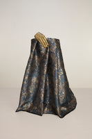 Handwoven Grey Banarasi Satin Fabric
