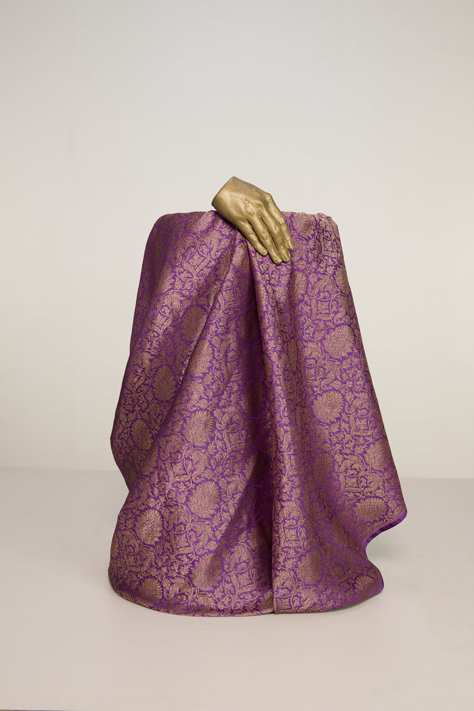 Handwoven Purple Banarasi Georgette Fabric