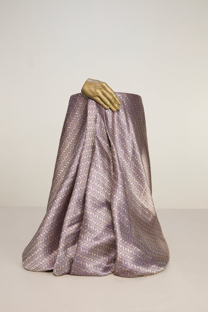Handwoven Purple Banarasi Georgette Fabric