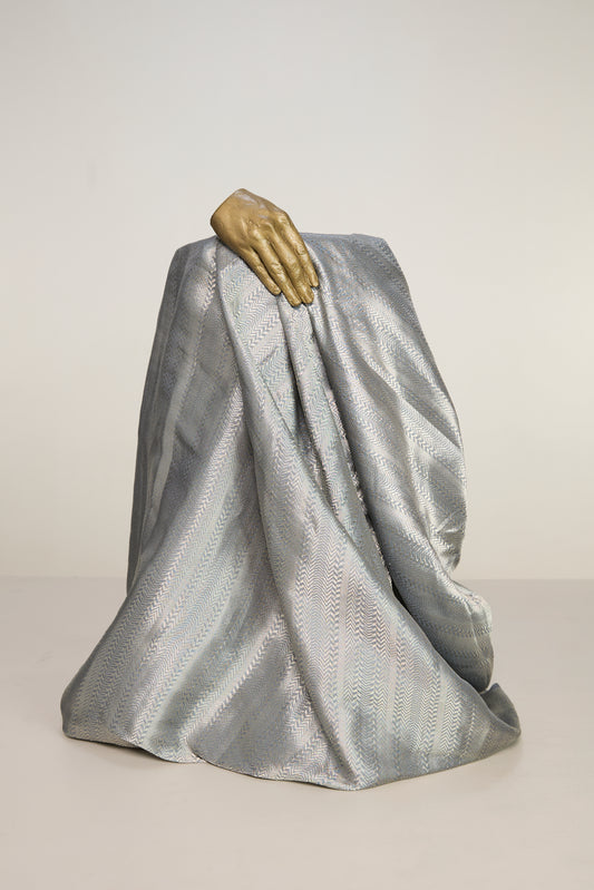Handwoven Grey Banarasi Georgette Fabric