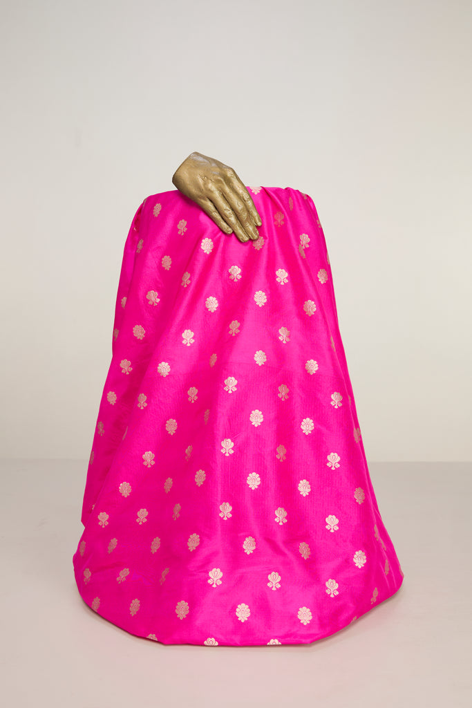 Handwoven Pink Banarasi Silk Fabric