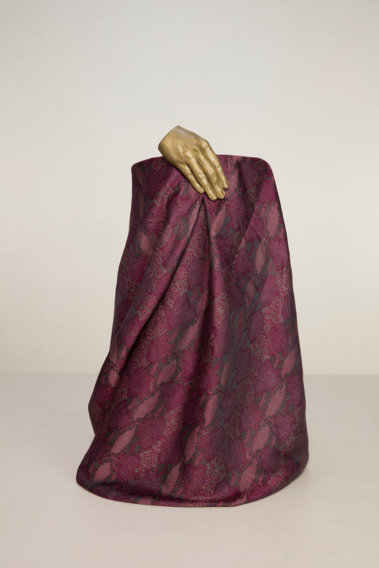 Handwoven Magenta Banarasi Satin Fabric