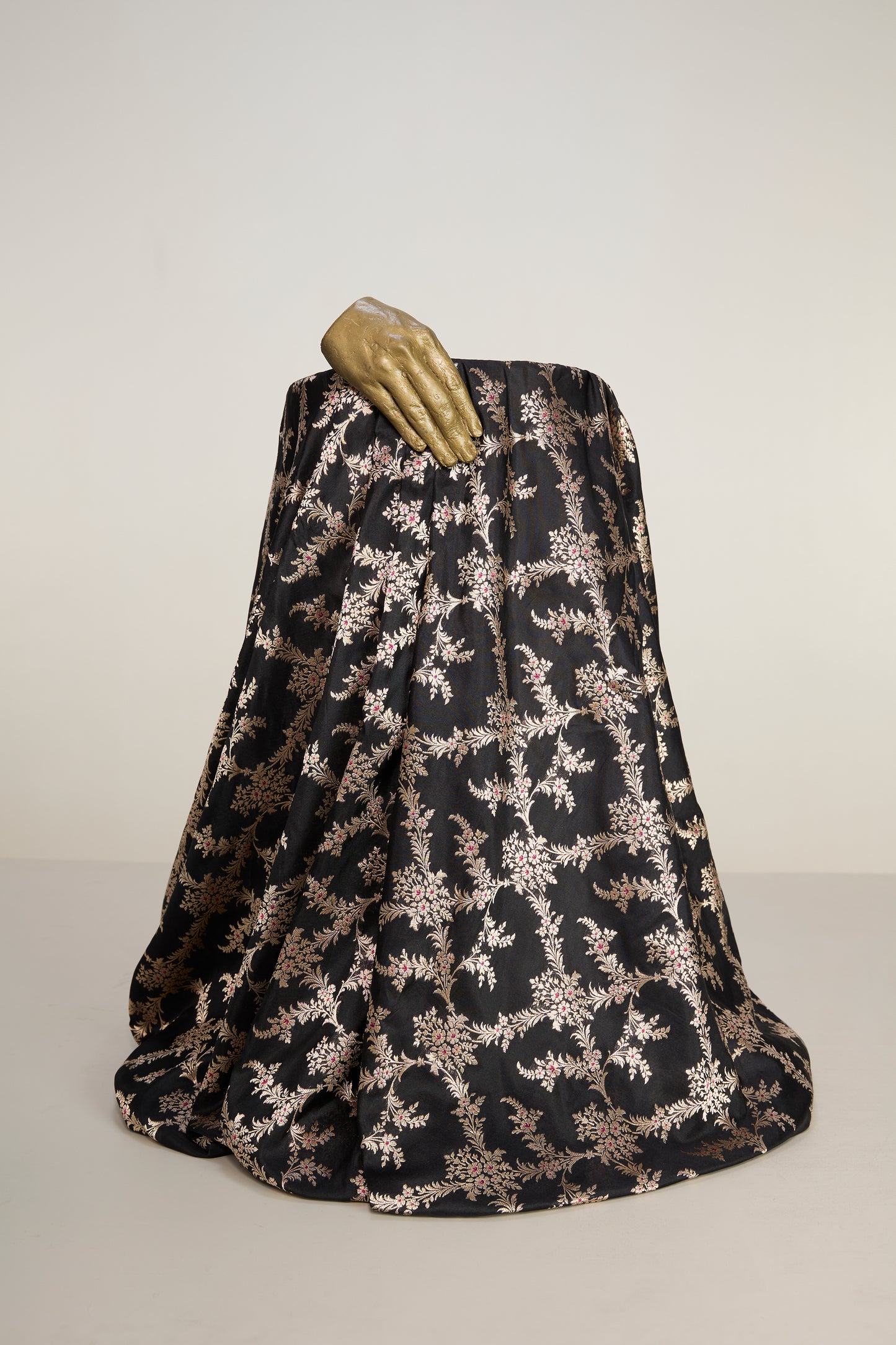 Handwoven Black Banarasi Silk Fabric