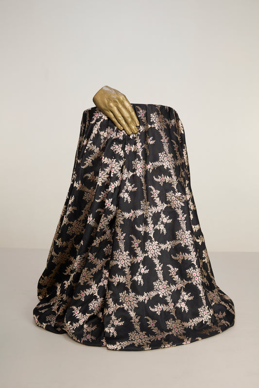Handwoven Black Banarasi Silk Fabric