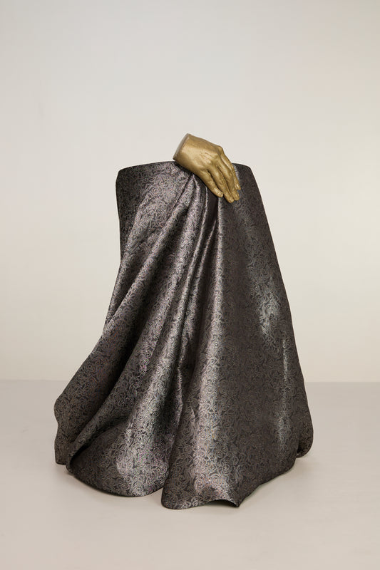 Handwoven Black Banarasi Tissue Fabric
