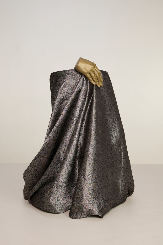 Handwoven Black Banarasi Tissue Fabric