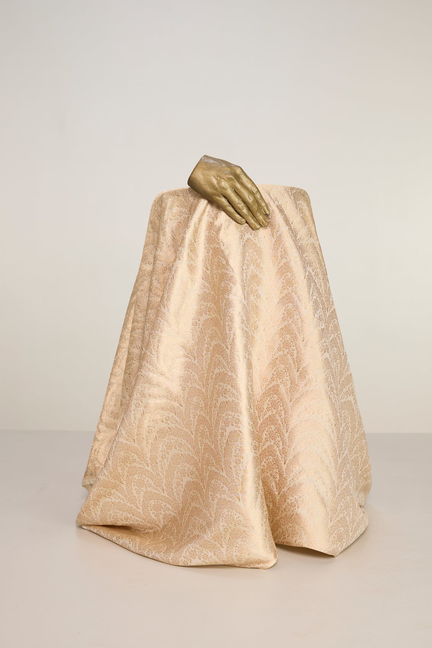 Handwoven Champagne Gold Banarasi Georgette Fabric