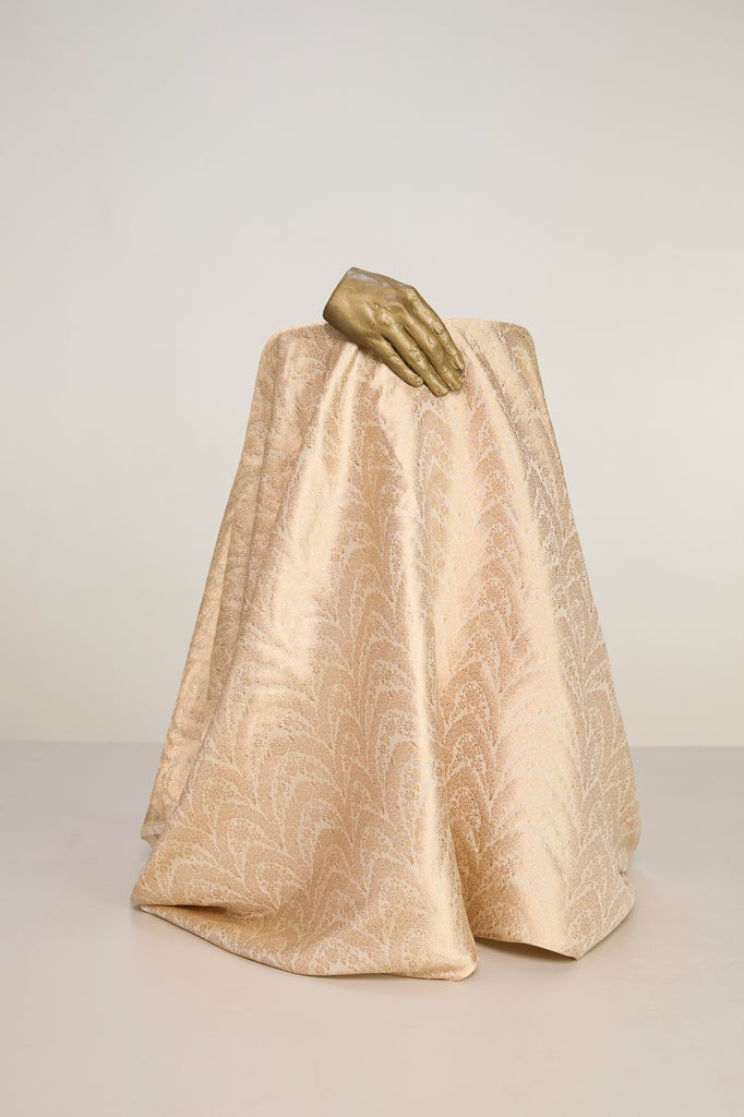 Handwoven Champagne Gold Banarasi Georgette Fabric
