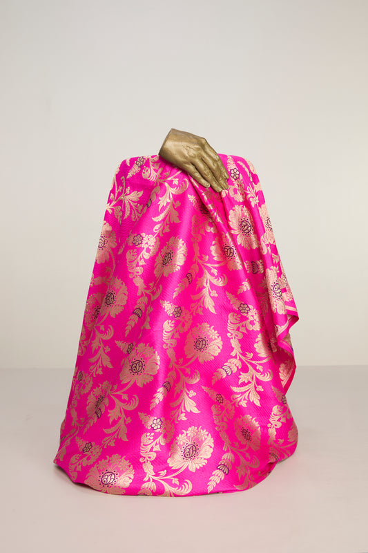 Handwoven Pink Banarasi Silk Fabric
