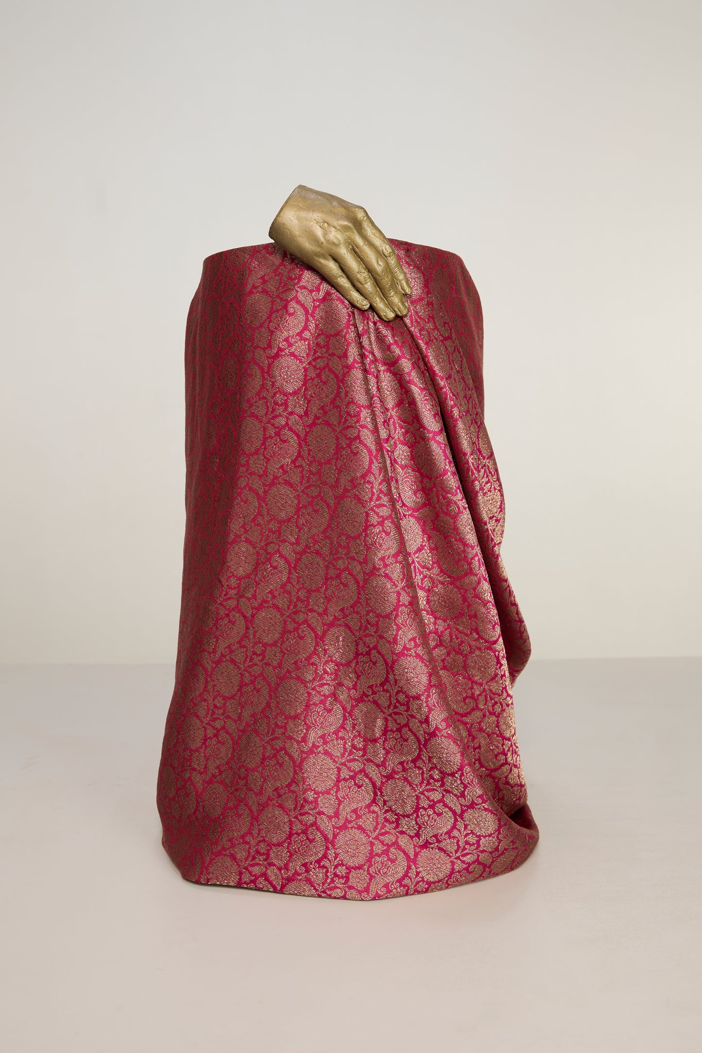 Handwoven Ruby Red Banarasi Silk Fabric