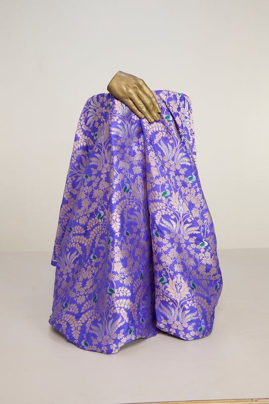 Handwoven Purple Banarasi Silk Fabric